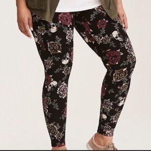 Torrid plus size skull and floral leggings.